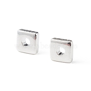Brass Beads, Long-Lasting Plated, Square, Silver, 3.5x3.5x1mm, Hole: 1mm(KK-C019-16S)
