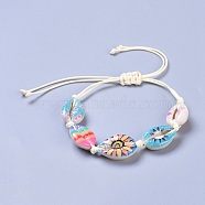 Adjustable Printed Cowrie Shell Braided Bead Bracelets, with Eco-Friendly Korean Waxed Polyester Cord, Colorful, 13-3/8 inch(34cm)(BJEW-JB04273)