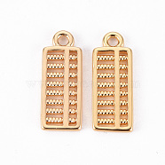 Brass Pendants, Nickel Free, Abacus, Real 18K Gold Plated, 17.5x7x1mm, Hole: 1.6mm(KK-Q766-011-NF)