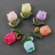 Resin Cabochons, Flower, for Valentine's Day, Mixed Color, 20x14x6mm(RESI-Q149-M4)