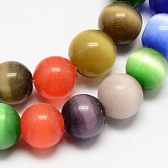 Cat Eye Beads Strands, Round, Mixed Color, 12mm, Hole: 1.5mm, about 33pcs/strand, 14.5 inch(CE-R002-12mm-M)