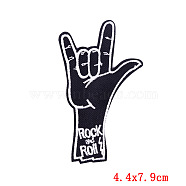 Hand Gesture Shape Computerized Embroidery Cloth Iron on/Sew on Patches, Costume Accessories, Black, 79x44mm(PATC-PW0002-10D)