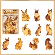 20Pcs 10 Styles Autumn Gold Stamping Paper Self Adhesive Decorative Stickers, for DIY Scrapbooking, Rabbit, 146x95mm, 2pcs/style(PW-WG20929-02)