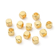 Brass Spacer Beads, Cube, Real 18K Gold Plated, 2.5x2.5x2.5mm, Hole: 1.6mm(KK-P249-01B-G)