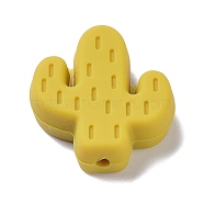 Silicone Focal Beads, Chewing Beads For Teethers, Cactus, Gold, 25x23x8mm, Hole: 2.3mm(SIL-C002-01F)