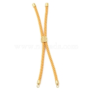 Twisted Nylon Cord Silder Bracelets, Link Bracelet Making for Connector Charm, with Long-Lasting Plated Golden Brass Cord End & Alloy Tree of Life, Orange, 8-3/4~8-7/8 inch(22.2~22.6cm), Hole: 2mm(DIY-B066-03G-16)