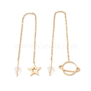 Star & Planet Asymmetrical Earrings Dangle Stud Earrings, 304 Stainless Steel Ear Thread for Women, Golden, 101mm, Pin: 1mm(EJEW-A067-07G)