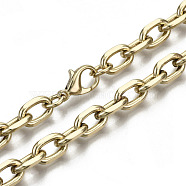 Iron Cable Chains Necklace Making, with Brass Lobster Clasps, Unwelded, Light Gold, 24.21 inch(61.5cm) long, Link: 11x7x2mm, Jump Ring: 7x1mm, 4.5mm inner diameter(MAK-N034-003A-KC)