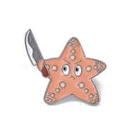 Sea Animal with Knife Shape Enamel Pin, Gunmetal Alloy Cartoon Brooch for Backpack Clothes, Starfish Pattern, 27x30x2mm, Pin: 1.3mm(JEWB-A005-08-04)