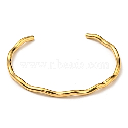 Ion Plating(IP) 304 Stainless Steel Cuff Bangles, Real 18K Gold Plated, Inner Diameter: 2x2-1/4 inch(5x5.8cm)(BJEW-H323-01G)