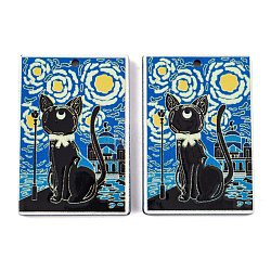 Acrylic Pendants, Rectangle, Cat Shape, 39.5x27x2.5mm, Hole: 1.8mm(OACR-Z019-01E)