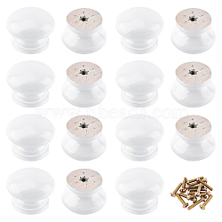 Wood Drawer Knobs, for Home, Cabinet, Cupboard and Dresser, White, 1x1-1/4 inch(25x33mm), Hole: 4mm(FIND-WH0066-08)