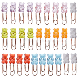 28Pcs 7 Colors Plastic Bear Paper Clips, Iron Bookmarks, Mixed Color, 37x11x7mm, 4pcs/color(AJEW-GL0001-89)