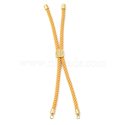 Twisted Nylon Cord Silder Bracelets, Link Bracelet Making for Connector Charm, with Long-Lasting Plated Golden Brass Cord End & Alloy Tree of Life, Orange, 8-3/4~8-7/8 inch(22.2~22.6cm), Hole: 2mm(DIY-B066-03G-16)