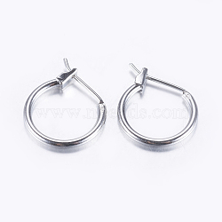 Brass Hoop Earrings, Platinum, 15x14.5x1.5mm, Pin: 0.8mm(X-KK-E720-01P)