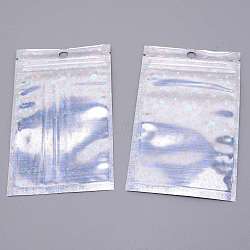 Laser Plastic Resealable Bags, Zip Top Bags, Star Pattern, Silver, 12.8x9.9x0.15cm(OPP-WH0005-13C)