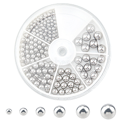304 Stainless Steel Beads, No Hole/Undrilled, Round, Stainless Steel Color, 290pcs(STAS-UN0021-08P)