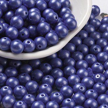 Baking Paint Glass Seed Beads, Round, Steel Blue, 6mm, Hole: 0.9mm, about 1500pcs/pound