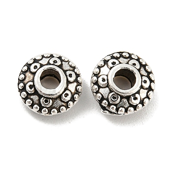 Tibetan Style Alloy Beads, Lead Free & Cadmium Free, Flat Round/Disc, Antique Silver, 8~8.5x4.5mm, Hole: 3mm, about 1535pcs/1000g