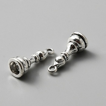Tibetan Style Alloy Pendants, 3D Chess Piece Charms, Antique Silver, Bishop, 21x8mm, Hole: 1.5mm