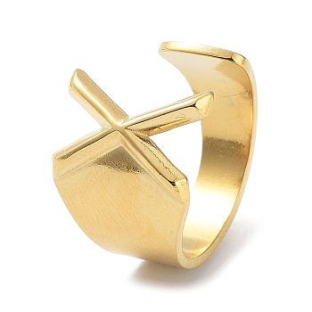 Real 18K Gold Plated 304 Stainless Steel Initial Letter Open Cuff Rings, Letter X, Inner Diameter: 17.8mm
