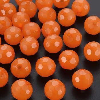 Imitation Jelly Acrylic Beads, Faceted, Round, Dark Orange, 16.5x16mm, Hole: 2.5mm, about 288pcs/500g