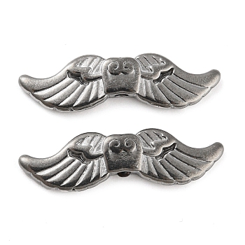 316 Stainless Steel Beads, Wings, Stainless Steel Color, 8.5x30x3.5mm, Hole: 1.5mm
