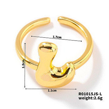 Fashionable Letter Brass Open Cuff for Women, Golden, European and American Style, Letter L, Inner Diameter: 17mm