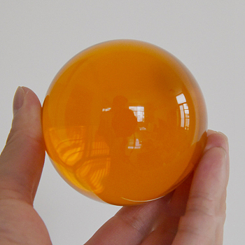 Glass Display Decorations, Crystal Ball, Round, Orange, 30mm