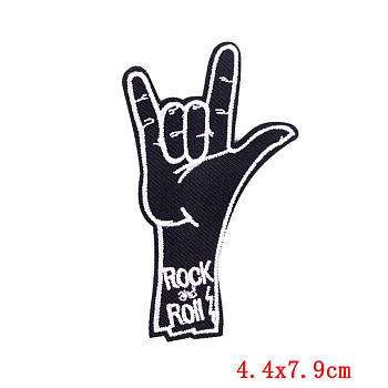 Hand Gesture Shape Computerized Embroidery Cloth Iron on/Sew on Patches, Costume Accessories, Black, 79x44mm