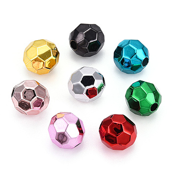 UV Plating Acrylic Beads, Ball, Mixed Color, 9.5x9.5mm, Hole: 2mm
