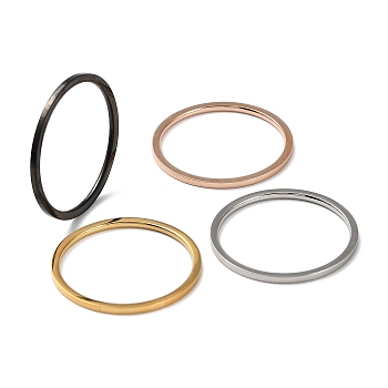 Ion Plating(IP) 304 Stainless Steel Simple Plain Band Finger Ring for Women Men, Mixed Color, Size 7, Inner Diameter: 17.4mm, 1mm