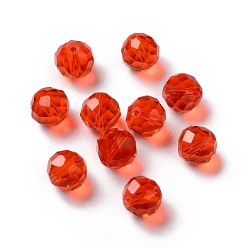 Glass Imitation Austrian Crystal Beads, Faceted, Round, Red, 8mm, Hole: 1mm