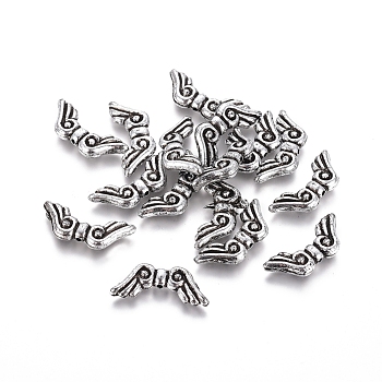 Antique Silver Plated Acrylic Beads, Wing, about 21mm long, 9mm wide, 3mm thick, hole: 1mm