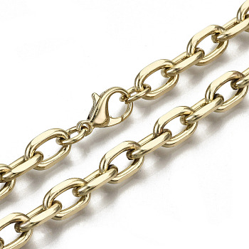 Iron Cable Chains Necklace Making, with Brass Lobster Clasps, Unwelded, Light Gold, 24.21 inch(61.5cm) long, Link: 11x7x2mm, Jump Ring: 7x1mm, 4.5mm inner diameter