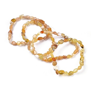 Natural Yellow Opal Bead Stretch Bracelets, Tumbled Stone, Nuggets, Inner Diameter: 2~2-1/4 inch(5.2~5.6cm)