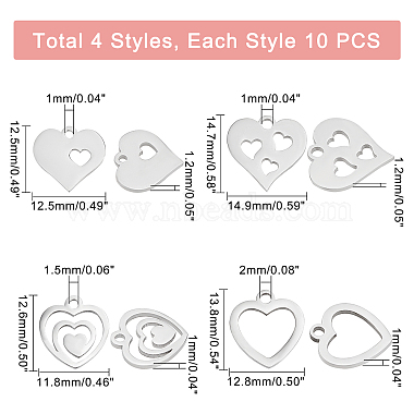 dikosmetische 40Stk. 4 Stil 304 Edelstahlanhänger(STAS-DC0006-80)-5