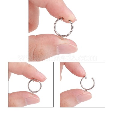 316 Surgical Stainless Steel Clip-on Hoop Earrings(STAS-S101-15mm-01P)-4