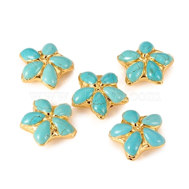 35mm Flower Synthetic Turquoise Beads