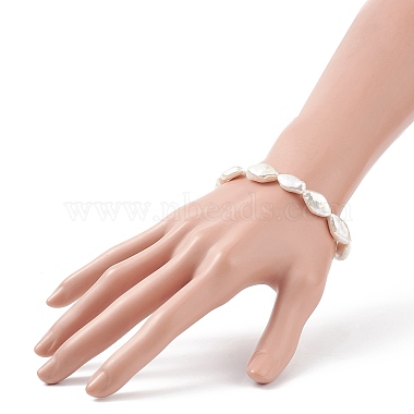 Bracelet extensible perlé losange de perles de keshi baroque naturel pour les femmes(BJEW-JB08911)-3