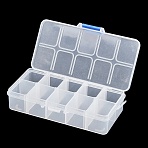(Defective Closeout Sale: Scratched) 10-Grid Transparent Organizer Storage Plastic Boxes, Adjustable Dividers Boxes, Rectangle, White, 13.7x7.4x3cm(CON-XCP0002-74)