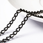 304 Stainless Steel Twisted Chain Curb Chains, Unwelded, with Spool, Ion Plating(IP), Electrophoresis Black, 6x4x0.8mm, about 32.8 Feet(10m)/roll(CHS-H007-68B)