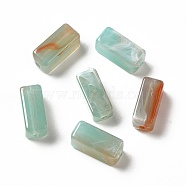 Transparent Acrylic Beads, Two Tone, Cuboid, Pale Turquoise, 13.5x5.5x5.5mm, Hole: 1.6mm, about: 1150pcs/500g(OACR-Z005-13D)