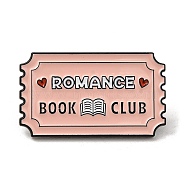 Rectangle with Heart & Word Romance Book Club Enamel Pins, Black Alloy Brooches for Clothes Backpack, Misty Rose, 17.5x30x1.5mm(JEWB-M029-07B-EB)