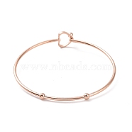 201 Stainless Steel Hollow Out Heart Bangle, Cocktail Wire Wrap Bangle for Women, Rose Gold, Inner Diameter: 2-3/8 inch(6.1cm)(BJEW-P285-01RG)