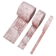 BENECREAT 3Bundles 3 Style Flannelette Ribbons, with Gold Star Pattern Ribbons, with Nonwoven Fabric for Sewing Craft, Misty Rose, 1bundle/style(OCOR-BC0001-67B)
