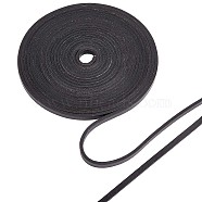 Flat Cowhide Leather Cord, for Jewelry Making, Black, 6x3mm(WL-GF0001-09C-01)