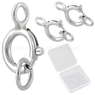 10Pcs 925 Sterling Silver Spring Ring Clasps, with Jump Rings, Platinum, 4.5x1mm, Hole: 2mm(STER-BBC0007-03)