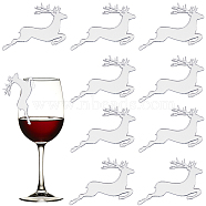 Deer Shape Plastic Wine Glass Charms, Goblet Marker, for Bar, Christmas, Birthday, Party Decoration, Silver, 50.5x82x1.6mm, Inner Diameter: 1x3mm, 20pcs/box(AJEW-SC0001-63C)