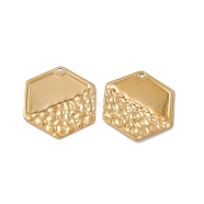 Ion Plating(IP) 304 Stainless Steel Pendants, Hexagon Charm, Real 18K Gold Plated, 26x23x1.5mm, Hole: 1.6mm(STAS-B031-39G)